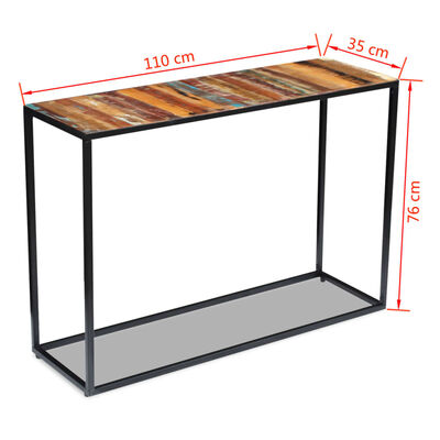 vidaXL konsoles galdiņš, pārstrādāts masīvkoks, 110x35x76 cm