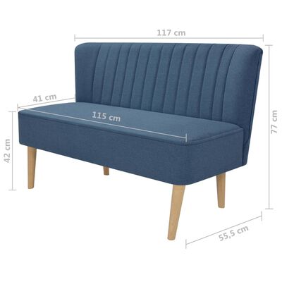 vidaXL auduma dīvāns, 117x55,5x77 cm, zils