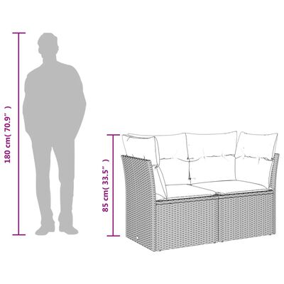 vidaXL divvietīgs dārza dīvāns ar matračiem, brūna PE rotangpalma