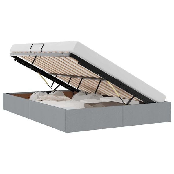 vidaXL Glabā&scaron;anas gulta ar matraci Gai&scaron;i pelēks 135 x 190 cm audums