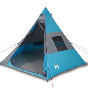 vidaXL kempinga telts, tipi, 7 personām, zila, ūdensnecaurlaidīga