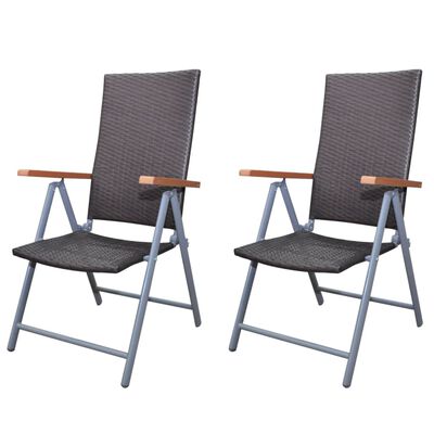 vidaXL dārza krēsli, 2 gab., PE rotangpalma un alumīnijs, brūni