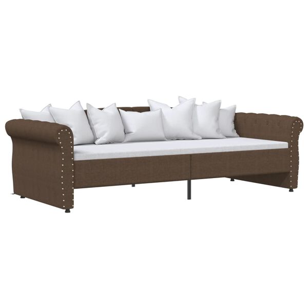 vidaXL dīvāngulta, USB, brūns audums, 90x200 cm