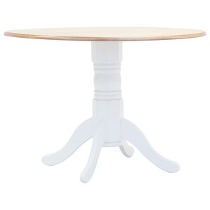 vidaXL virtuves galds, balts un brūns, 106 cm, masīvs gumijkoks