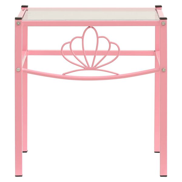 vidaXL naktsgaldiņ&scaron;, 42,5x33x44,5 cm, rozā metāls, caurspīdīgs stikls
