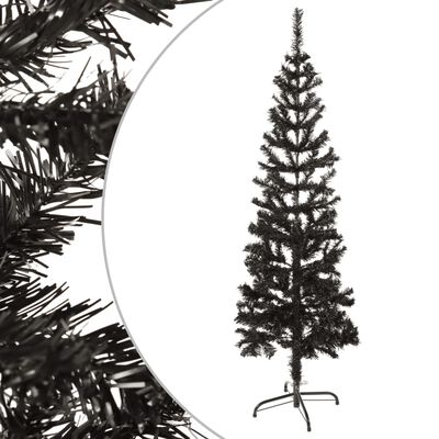vidaXL mākslīgā Ziemassvētku egle, šaura, melna, 150 cm