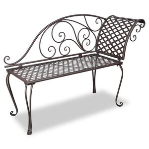 vidaXL dārza guļamkrēsls, 128 cm, tērauds, antīki brūns