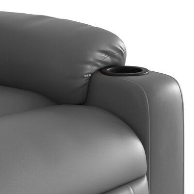 vidaXL elektrisks atpūtas krēsls, paceļams, pelēka mākslīgā āda