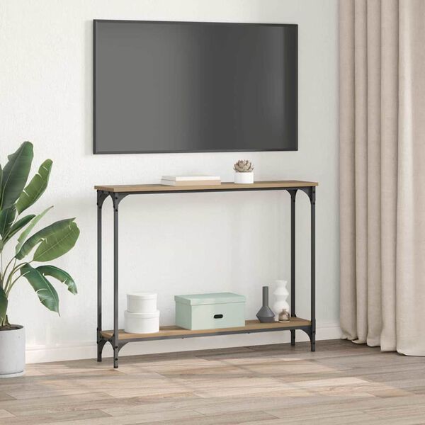 vidaXL Konsoles galds ar plauktu Artisānā ozols 100 x 22,5 x 75 cm