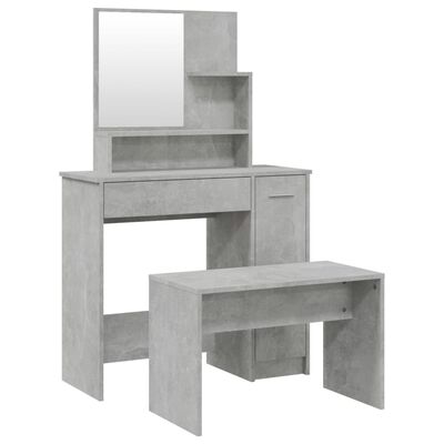 vidaXL spoguļgaldiņa komplekts, betona pelēks, 86,5x35x136 cm