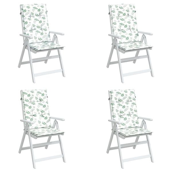 vidaXL krēslu spilveni, 4 gab., lapu apdruka, audums