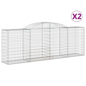 vidaXL arkveida gabiona grozi, 2 gb., 300x50x100/120cm, cinkota dzelzs