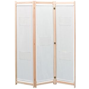 vidaXL 3-paneļu istabas aizslietnis, 120x170x4 cm, krēmkrāsas audums