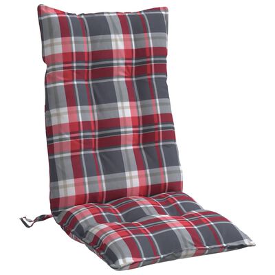 vidaXL dārza krēslu matrači, 4 gab., oksforda audums, sarkanas rūtis