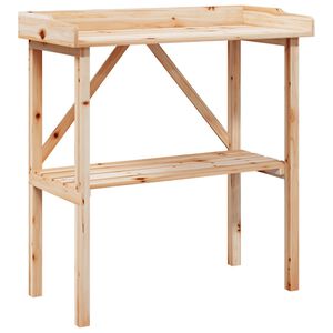 vidaXL stādī&scaron;anas galds ar plauktu, 78x38x82,5 cm, egles masīvkoks