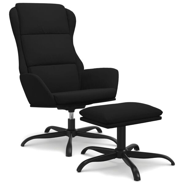 vidaXL atpūtas krēsls ar kājsoliņu, melns mikro&scaron;ķiedras audums