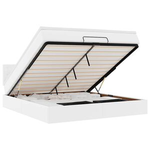 vidaXL Osmaņu gultas rāmis ar matrača balta 180x200cm mākslīgā āda