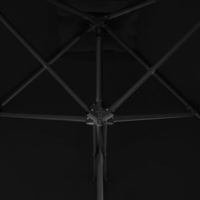 vidaXL dārza saulessargs ar tērauda kātu, 300x230 cm, melns