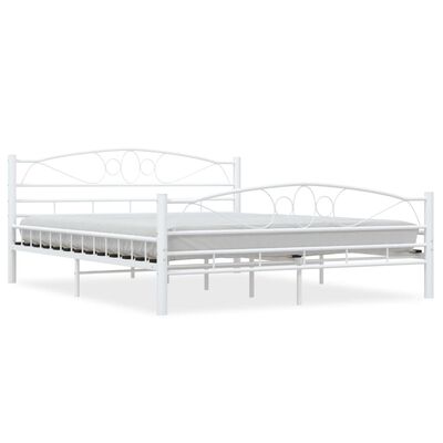 vidaXL gultas rāmis, balts, 160x200 cm, metāls