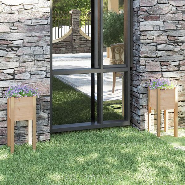 vidaXL dārza puķu kastes, 2 gab., 31x31x70 cm, priedes masīvkoks