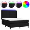 vidaXL atsperu gulta ar matraci, LED, melns audums, 140x190 cm