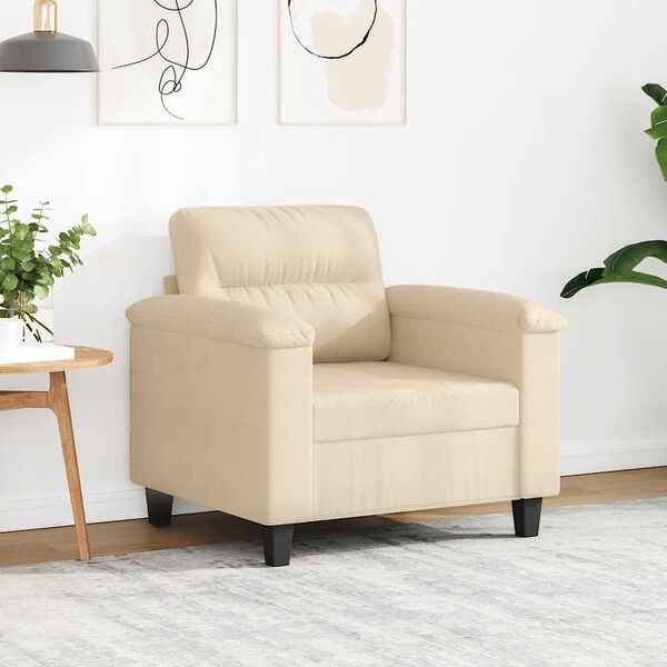 vidaXL atpūtas krēsls, krēmkrāsas, 60 cm, mikro&scaron;ķiedras audums