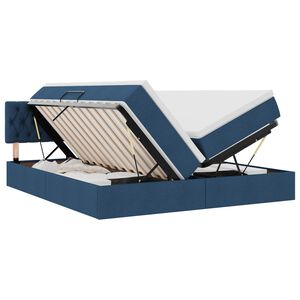 vidaXL LED uzglabā&scaron;anas gulta ar matraci Zila 180 x 200 cm Audums