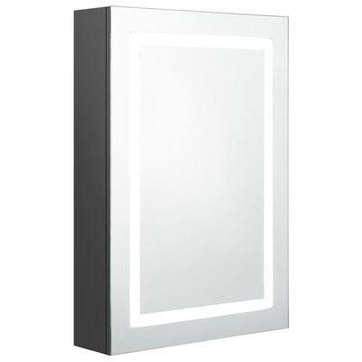 vidaXL vannasistabas skapītis ar spoguli un LED, 50x13x70 cm, pelēks