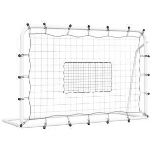vidaXL futbola atsitienu tīkls, balts, melns, 184x61x123 cm, tērauds