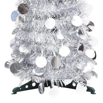vidaXL mākslīgā Ziemassvētku egle, saliekama, sudrabaina, 150 cm, PET