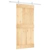 vidaXL Slīdo&scaron;ās durvis Dabisks un balts 95 x 210 cm Cieta priedes koks