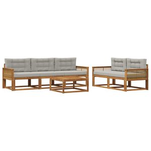 vidaXL Āra dīvānu komplekts ar spilvenu 6 pcs Dabisks un gai&scaron;i pelēks