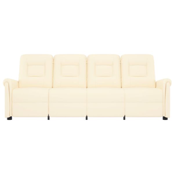 vidaXL četrvietīgs masāžas krēsls, atgāžams, krēmkrāsas mākslīgā āda