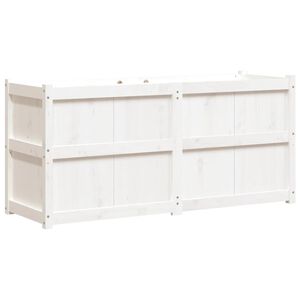 vidaXL dārza puķu kaste, balta, 150x50x70 cm, priedes masīvkoks