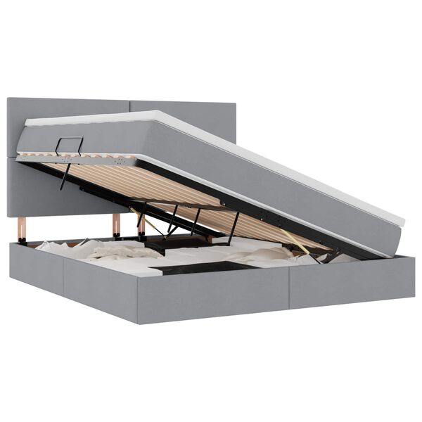 vidaXL Gulta ar uzglabā&scaron;anas vietu un LED Gai&scaron;i pelēks 180 x 200 cm