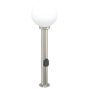 vidaXL stabveida gaismeklis ar kontaktligzdu, 80 cm, nerūsējo&scaron;ais tērauds, IP44