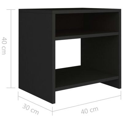 vidaXL naktsskapītis, 40x30x40 cm, melns, skaidu plāksne