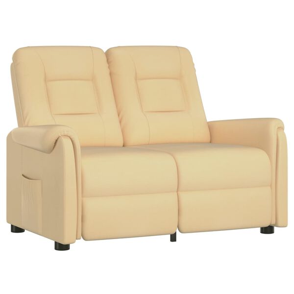 vidaXL divvietīgs masāžas krēsls, atgāžams, krēmkrāsas audums