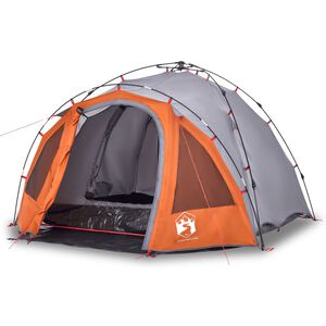 vidaXL kempinga telts 3 personām, kupola forma, pelēka, oranža