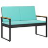 vidaXL Āra sols 2 -Seater 107 x 61 x 80 cm poliratāns Melns un tirkīzs