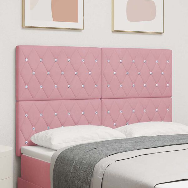 vidaXL LED gultas galva ar galvas klāju Rozā 144 cm Poliesters