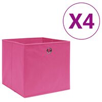 vidaXL uzglabāšanas kastes, 4 gab., 28x28x28 cm, rozā neausts audums