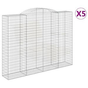 vidaXL arkveida gabiona grozi, 5 gb., 300x50x220/240cm, cinkota dzelzs