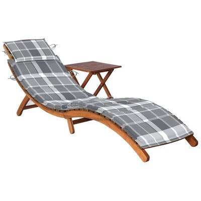 vidaXL dārza sauļošanās zvilnis ar matraci un galdiņu, akācijas koks