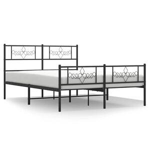 vidaXL gultas rāmis ar galvgali un kājgali, melns metāls, 150x200 cm