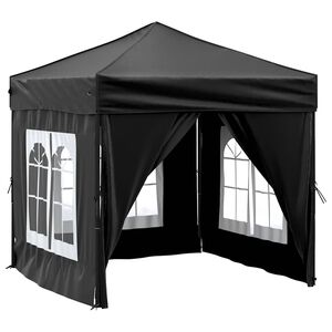 vidaXL saliekama nojume ar sienām, melna, 2x2 m