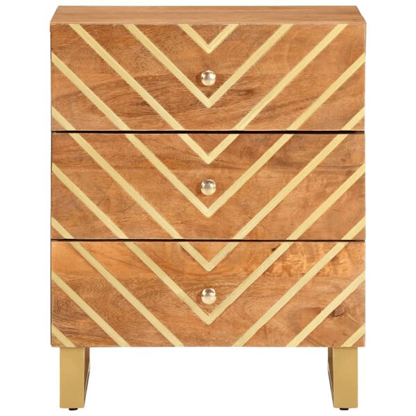 vidaXL naktsskapītis, brūns un melns, 50x33x60 cm, mango masīvkoks