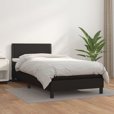 vidaXL atsperu gulta ar matraci, melna, 80x200 cm, mākslīgā āda