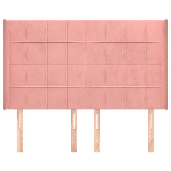 vidaXL galvgalis ar malām, rozā samts, 147x16x118/128 cm