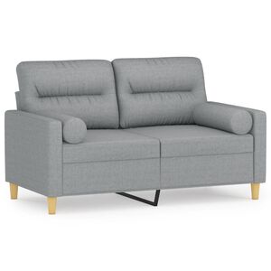 vidaXL divvietīgs dīvāns ar spilveniem, gai&scaron;i pelēks, 120 cm, audums